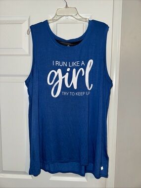 LuLaRoe Blue Tank Top "I Run Like A Girl"